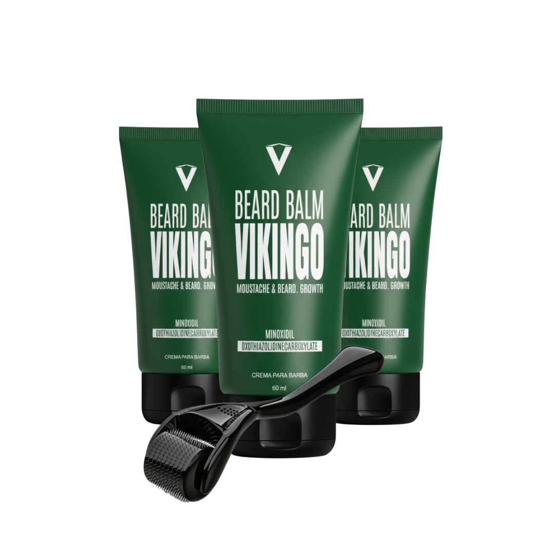 Pack 3 Bálsamos para Barba con Minoxidil (60 ml) + Dermaroller