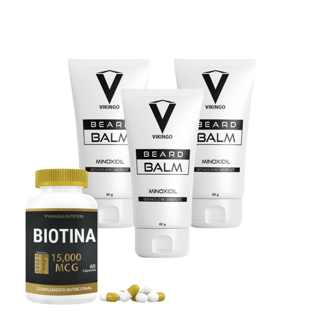 Pack Beard Balm con minoxidil x 3 + Biotina