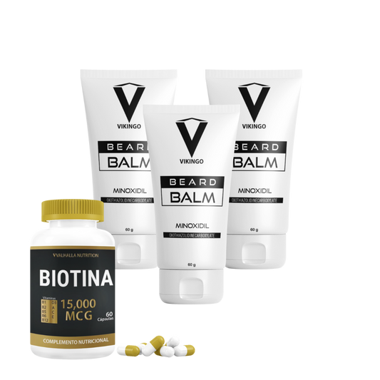 Pack Beard Balm con minoxidil x 3 + Biotina